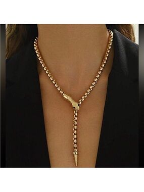 Gold Snake Choker Necklace Chain Link 24k Gold Plated new